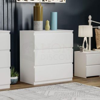 Home Discount Home Discount - Denver 3 Drawer Chest of Drawers Bedroom Storage Furniture, White