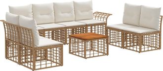 vidaXL Conjunto De Sof&aacute;s De Exterior 9 Uds. 8 Plaza Natural Y Crema Vidaxl