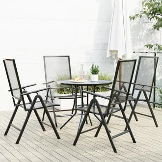Berkfield Home Reclining Garden Chair Set 5 pcs Anthracite Powder-coated Steel in Black