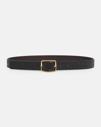 Bottega Veneta Reverso Intrecciato Calfskin Leather Belt