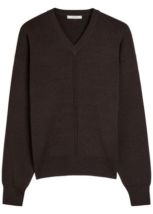 Christophe Lemaire V Neck Sweater - Brown - M