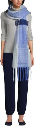 Lands End Brushed Blanket Scarf in Clearlake Blue/cobalt Plaid at Nordstrom