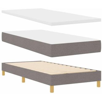vidaXL Box Spring Bed with Mattress Cream 90x200 cm Fabric Taupe vidaXL