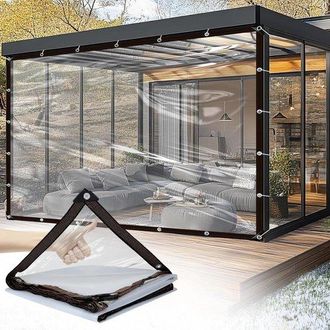 OEM Lona Impermeable, Funda Para Muebles De Jard&iacute;n, Aislamiento Impermeable Para Plantas, Lona Transparente Impermeable Con Anillas, 2 X 3 M