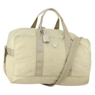 Prada Pre-owned Vintage Boston Bag - Dames - Vintage Weekendtas - Beige - ONE Size - Nylon - Vintage