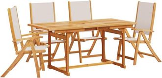 vidaXL vidaXL 5 Piece Garden Dining Set Solid Wood Acacia and Textilene