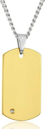 Crucible Jewelry Crucible Los Angeles Mens Tungsten Carbide High Polished Diamond Dog Tag Pendant Necklace