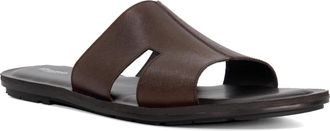 Dune London Mens Itos - Cut Out Detail Sliders - Brown Leather - Size UK 11