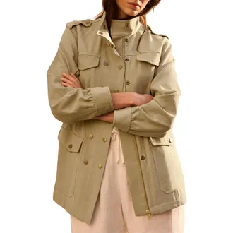 Mint Velvet Washed Four Pocket Shacket in Khaki at Nordstrom, Size X-Small