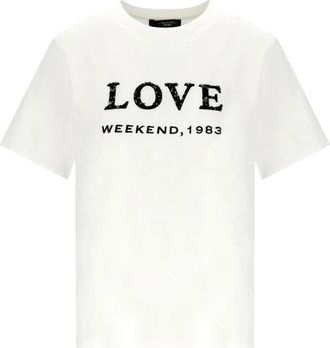 Max Mara Iconische Print Jersey T-shirt - Dames - T-shirts - Wit - XS - Katoen - Tops
