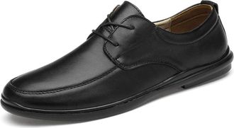 Generic Oxford Shoes for Men Lace Up Apron Toe Derby Shoes Cowhide Low Top Slip Resistant Rubber Sole Block Heel Anti-Slip Business(Black,6.5 UK)