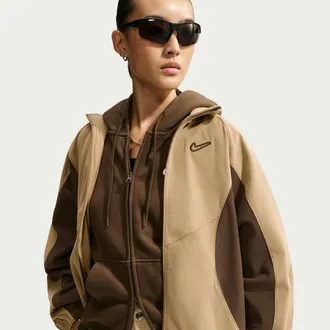 Nike Womens Nike Sportswear Oversized Corduroy Track Jacket in Brown | IM8444-297