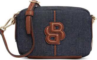 BOSS Borsa a tracolla denim con placca logo - Blu