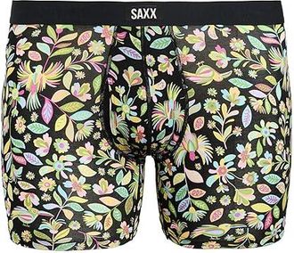Saxx Underwear Vibe Xtra Soft Comfort Boxer Brief Fly Mens Underwear Amate Garden/Black : 2XL, Elastane/Mesh/Viscose