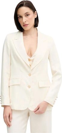 Gaud&igrave; Enkelrij broekpak - Dames - Blazers - Beige - XS - Leer - Jassen