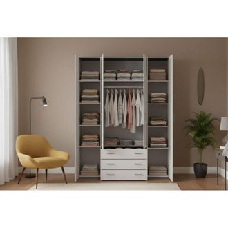 Dmora Guardaroba Grande - 9 Ripiani Appendiabiti, Bianco, -, 154x200.4h cm Puerto