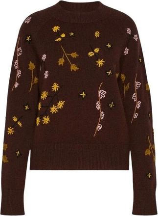Max Mara Wkdrafia Gebreide Trui - Dames - Ronde hals truien - Bruin - S - Wol - Truien & Vesten