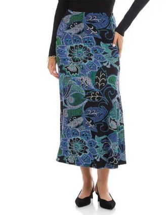 Karen Kane Side Slit Midi Skirt In Print