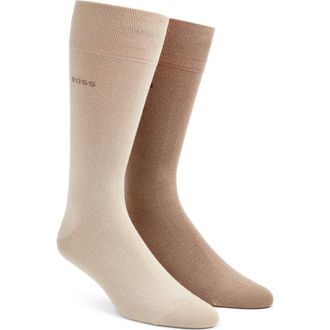 BOSS Assorted 2-Pack Solid Dress Socks in Open Brown at Nordstrom, Size 7-13