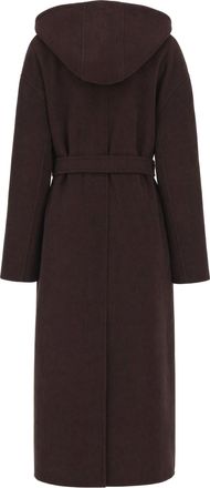 Sportmax Womens Hooded Wool Long Coat Chocolate Virgin