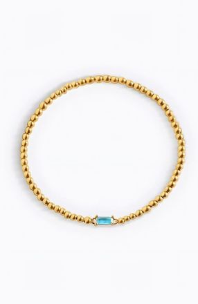 Mint & Lily Gold Beaded Birthstone Bracelet in December Blue Zircon at Nordstrom, Size 7.5