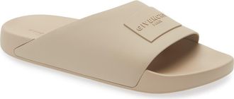 Givenchy Label Molded Slide Sandal in Taupe at Nordstrom, Size 41