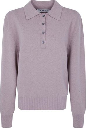 R&oacute;he Compact Gebreide Polo - Dames - Ronde hals truien - Roze - S - Wol - Truien & Vesten
