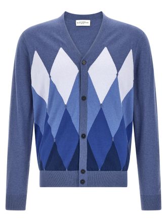 Ballantyne Blue Cotton Mens Cardigan