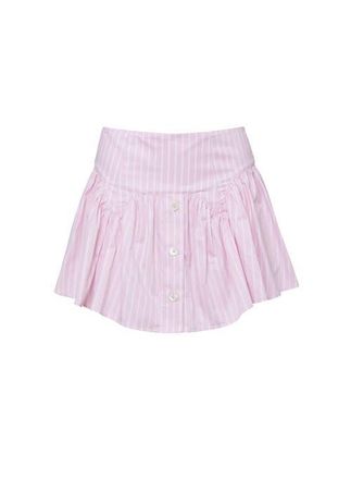 Fleur du Mal Poplin Garter Skort in Bubblegum Stripe at Nordstrom, Size X-Small