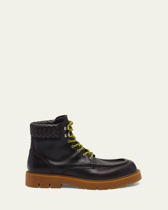 Bottega Veneta Mens Haddock Leather Lace-Up Boots