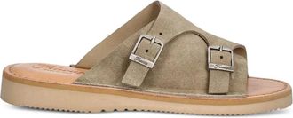 Fracap Sandali D110 in pelle scamosciata con doppia fibbia - Toni neutri