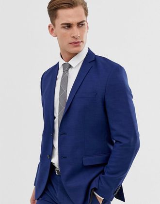 Jack & Jones Premium slim fit stretch suit jacket in blue-Blues