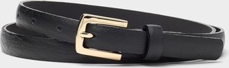 Simons Womens Gold square-buckle textured leather thin belt
