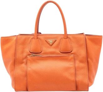 Prada Pre-owned Tote Bags, female, Orange, Size: ONE SIZE Pre-owned Vintage Satchel