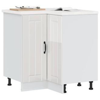 Berkfield Home Kitchen Corner Base Cabinet Lucca High Gloss White Engineered Wood