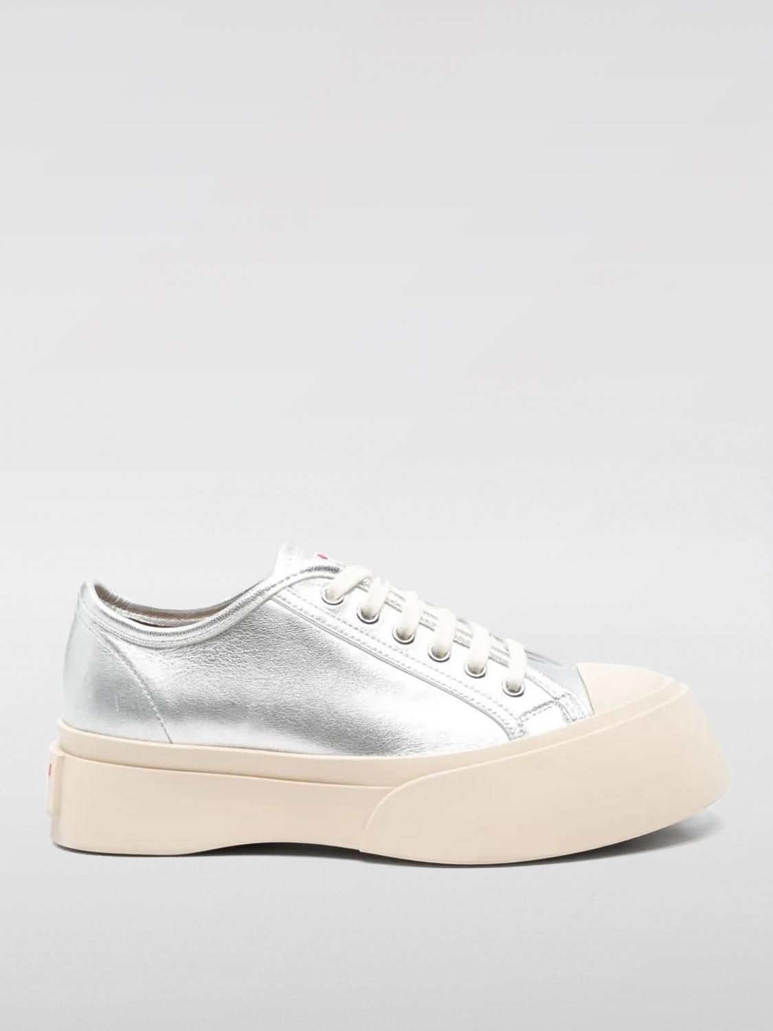 スニーカー MARNI Woman Sneakers Silver SNZW003020PR695 00N20 Silver leather Pablo lace-up sabot | Marni