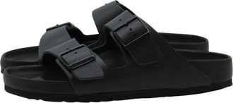 Birkenstock Arizona Leather Black Slide Sandalen Narrow - Heren - Sandalen - Zwart - 40 EU - Leer - Schoenen