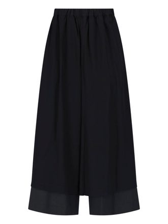 Comme Des Gar&ccedil;ons Layered Black Wool Midi Skirt with High Elasticated Waistband