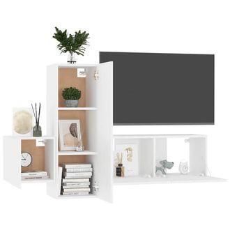 Berkfield Home Sturdy 3 Piece TV Cabinet Set White Engineered Wood