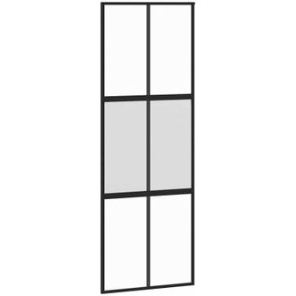 vidaXL Vidaxl - Puerta Corredera Vidrio Templado Y Aluminio Negra 76x205 Cm