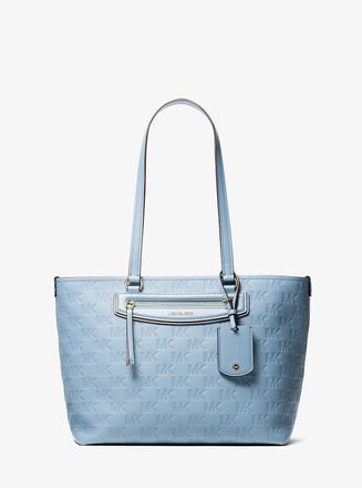 Michael Kors Jet Set Travel Medium Logo Embossed Leather Tote Bag