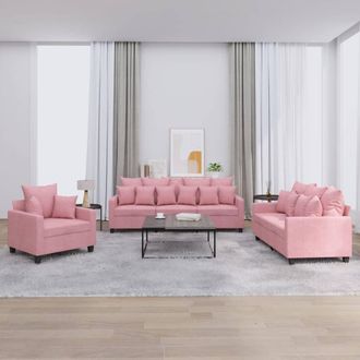 vidaXL Juego De Sof&aacute;s Con Cojines 3 Piezas Terciopelo Rosa Vidaxl
