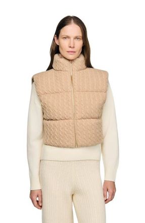 Sandro Cropped sleeveless puffer vest in Beige at Nordstrom, Size 34 Eu