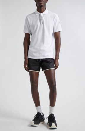 Moncler Short Sleeve Cotton Polo in White at Nordstrom, Size X-Large