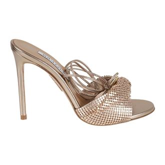 Aquazzura Schoenen, Dames, Geel, 36 EU, Leer, Metal Twist Sandal 105