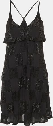 Emporio Armani Black Sequin Crepe Flared Mini Dress