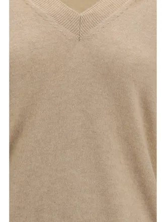 Malo Womens Sweater V-Neck Cashmere Light Sand (capra Hircus)