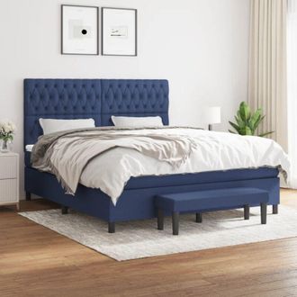 vidaXL Vidaxl - Cama Box Spring Con Colch&oacute;n Tela Azul 180x200 Cm