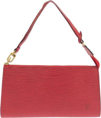 Louis Vuitton Red Color Leather Pochette Pouch (Pre-Owned)