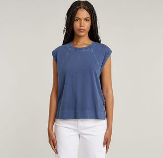 G-Star Back Zip Overdyed Top - Midden blauw - Dames